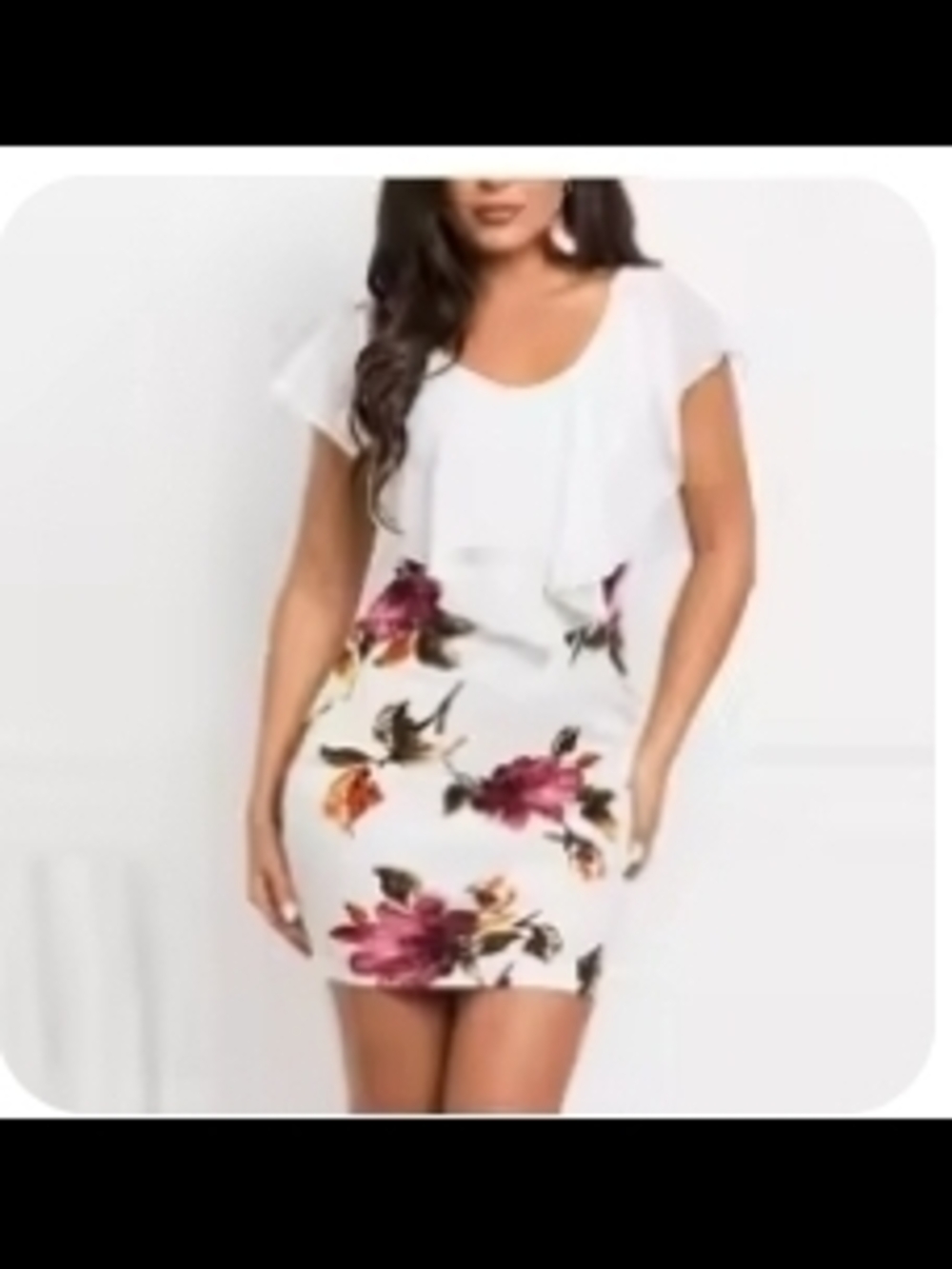 White Floral Pencil Skirt - Elegant Garden Print